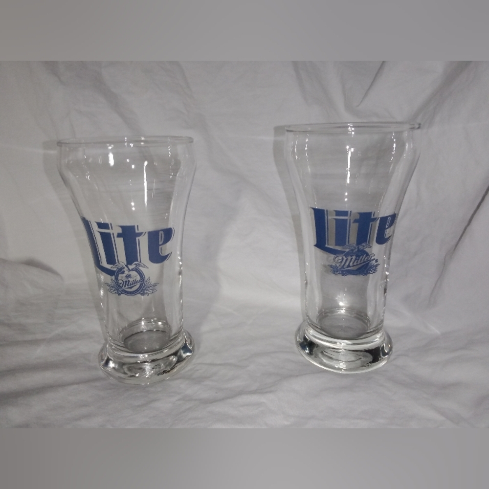 Vintage Miller Lite Beer Tap Glasses Set of 2